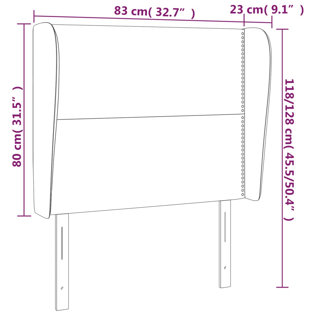 Kopfteil mit Ohren Dunkelgrau 83x23x78/88 cm Stoff