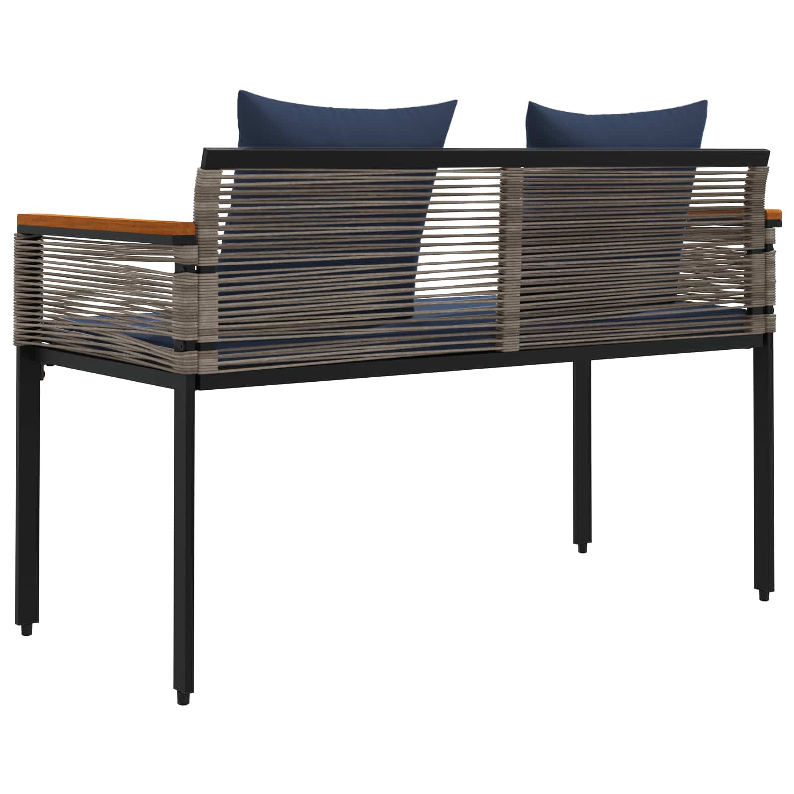 Bank Outdoor mit Kissen Schwarz 117 x 54 x 74,5 cm Poly-Rattan