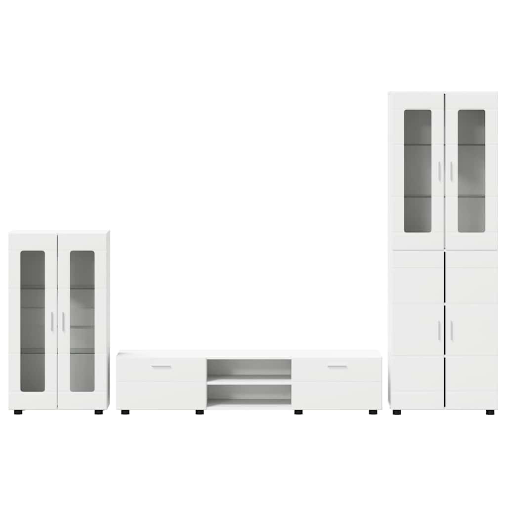 Highboard mit Regal FLORIN Weiß 60 x 35 x 182 cm Holzwerkstoff