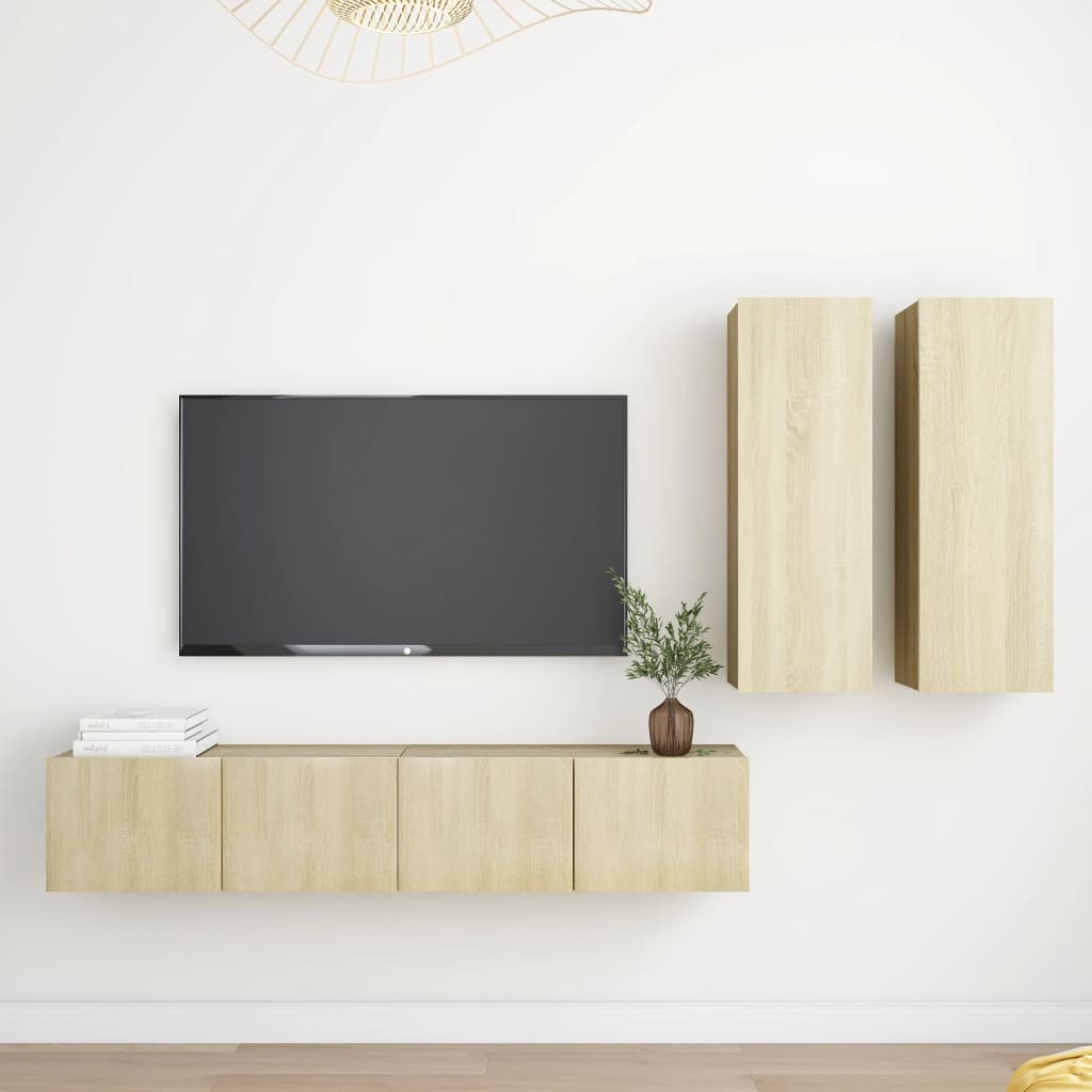4-tlg. TV-Schrank-Set Weiß Holzwerkstoff