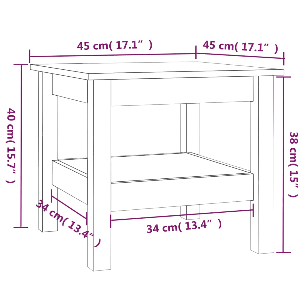Couchtisch 45 x 45 x 40 cm Massivholz Kiefer