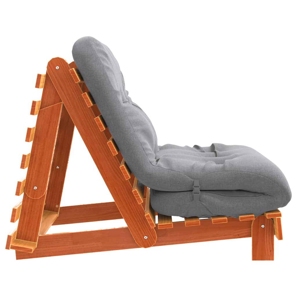 Futon Schlafsofa mit Matratze Braun 70x206x11 Massivholz Kiefer