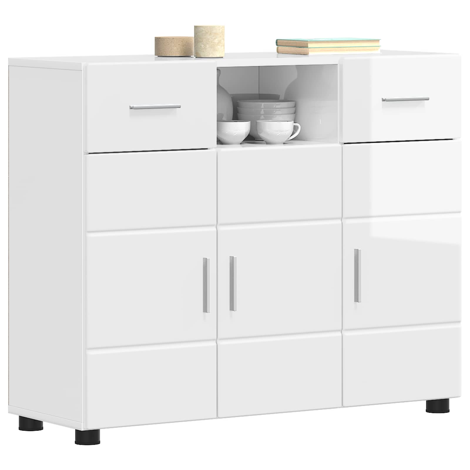 Highboard mit Regal FLORIN Weiß 60 x 35 x 182 cm Holzwerkstoff