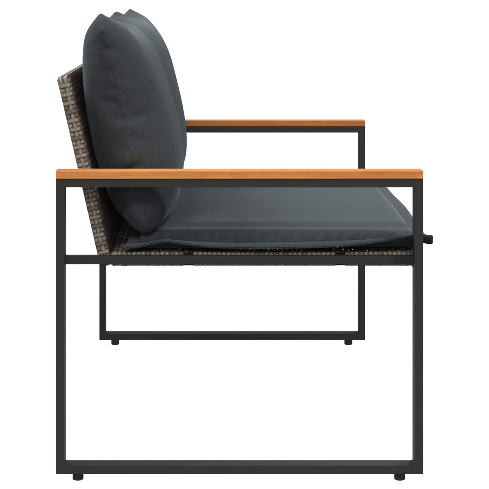 Bank mit Kissen Schwarz und Cremeweiß 115 x 65 x 72 cm Rattan