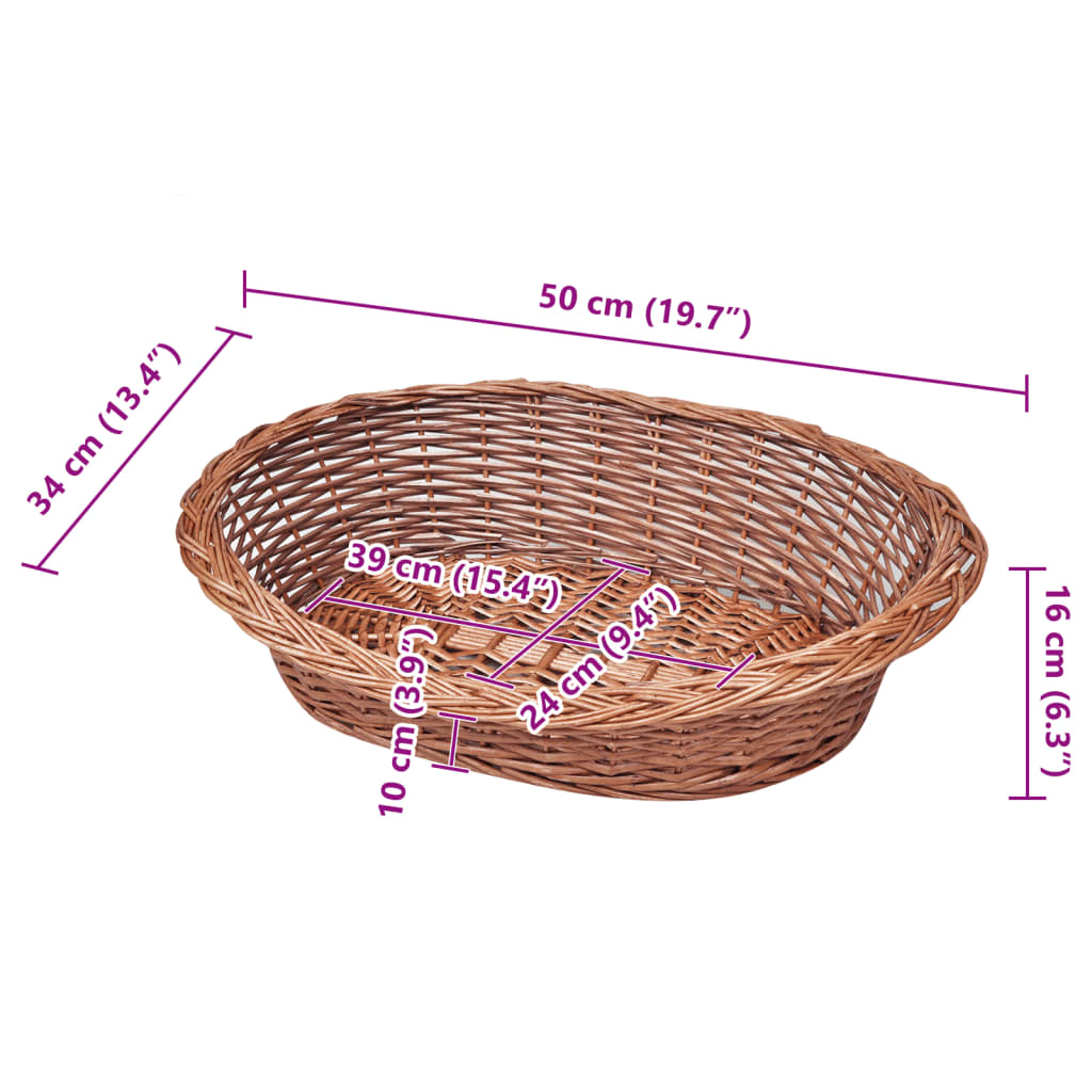 Hundebett aus Weide Natur 90 cm