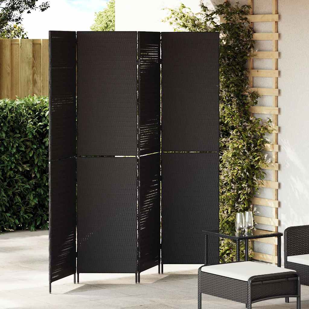 Raumteiler Schwarz 146 x 180 cm Poly-Rattan