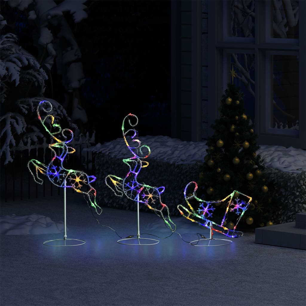 Weihnachtsdeko LED Rentiere & Schlitten Acryl 260x21x87 cm