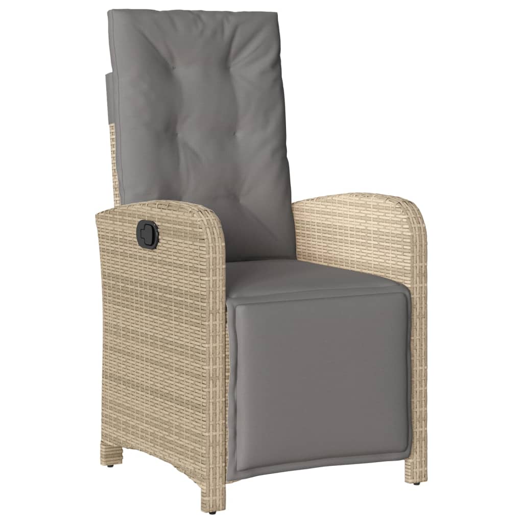 Gartensessel mit Fußteil Verstellbar Schwarz Poly Rattan
