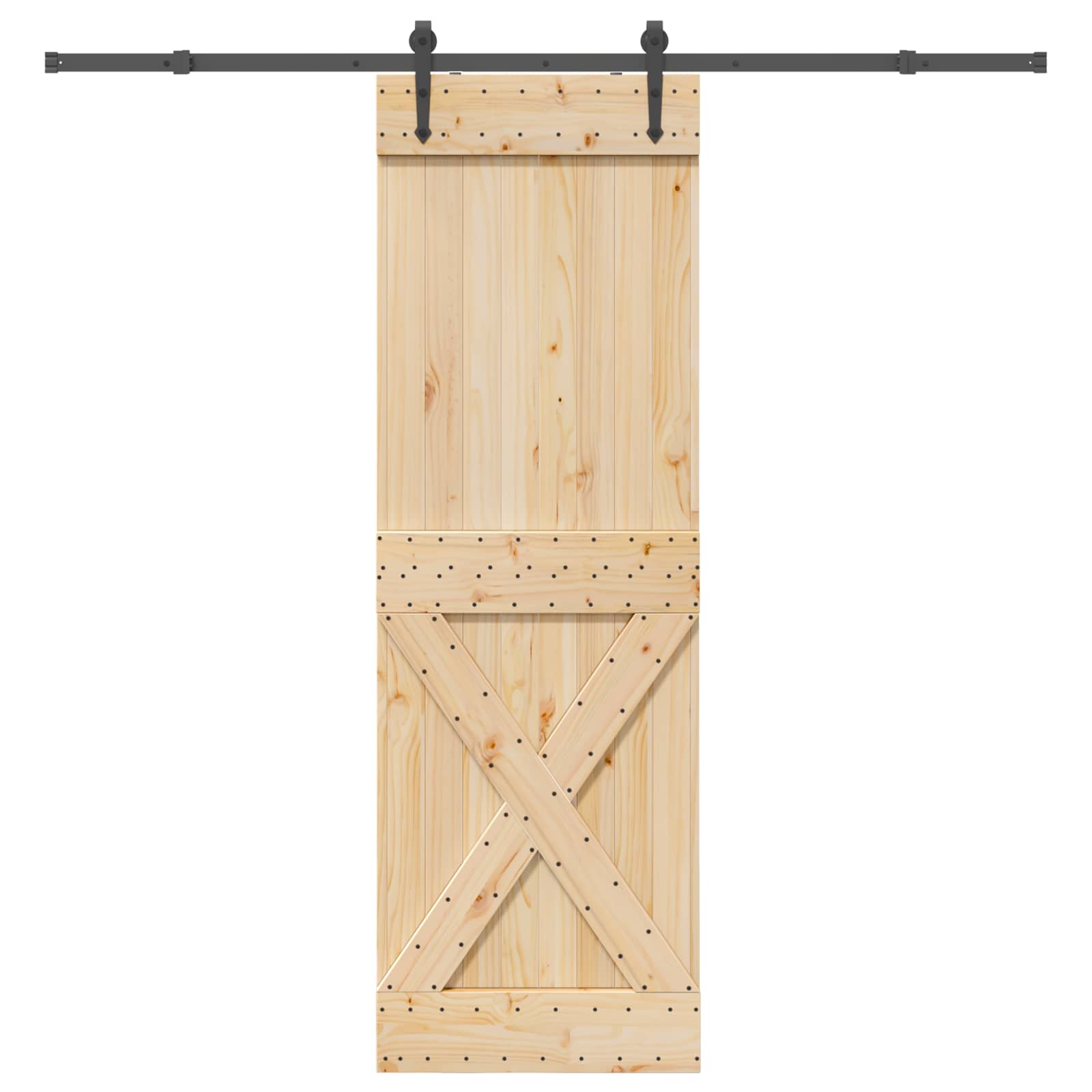 Schiebetür NARVIK Natürlich und Schwarz 70 x 210 cm (152,5 cm)