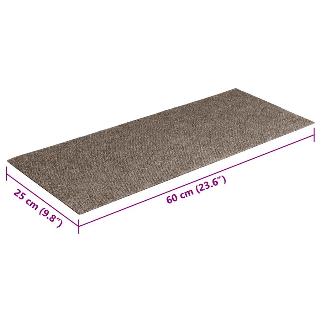 Stufenmatten Selbstklebend 15 Stk. 60x25 cm Hellbraun Rechteckig