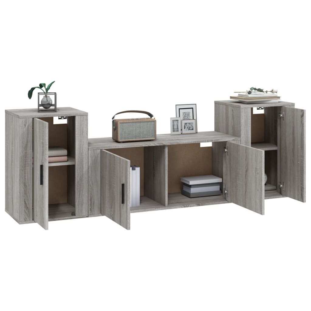 3-tlg. TV-Schrank-Set Weiß Holzwerkstoff