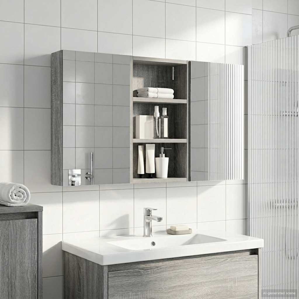 Badezimmerschrank-Set 3 pcs 80 x 10,5 x 50 cm Holzwerkstoff