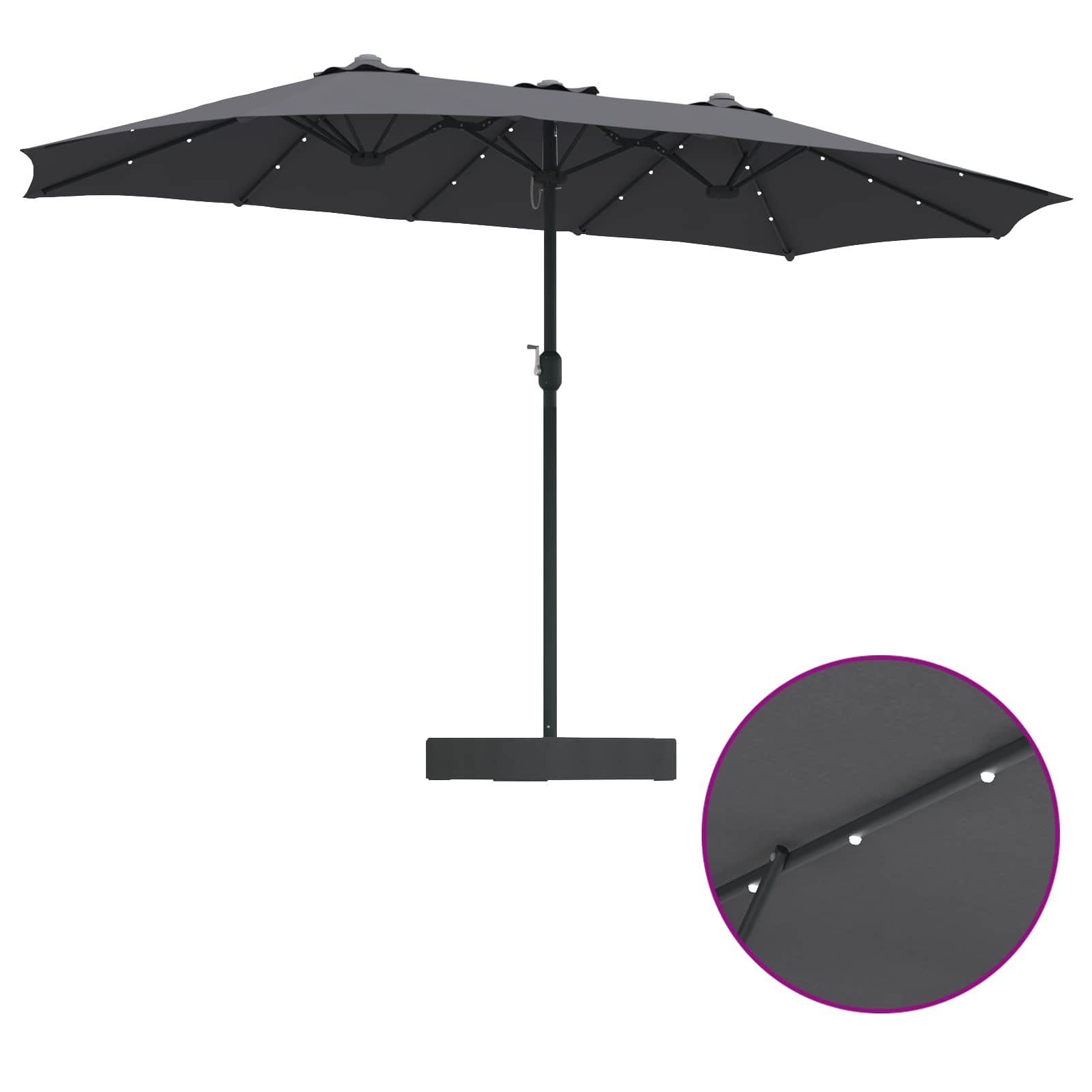 Garten-Sonnenschirm Sand und Anthrazit 385 x 209 x 244 cm