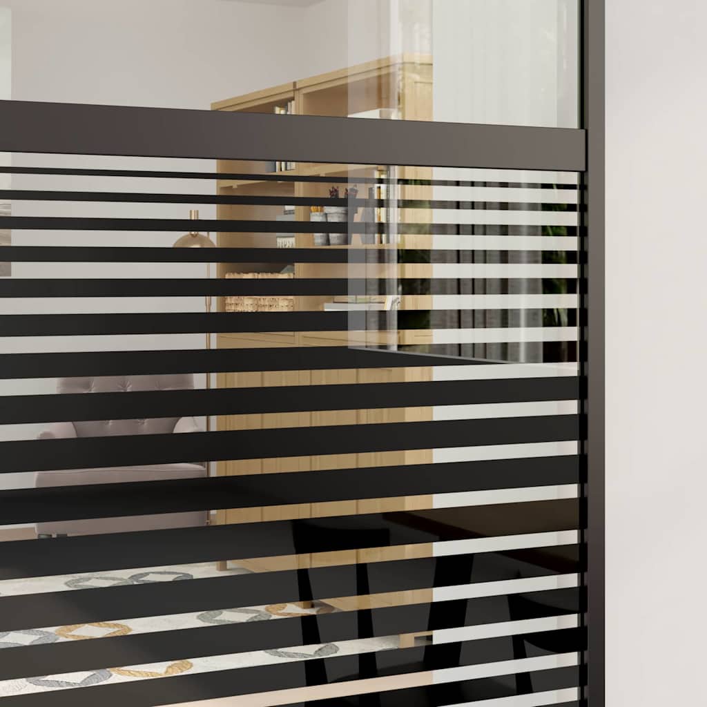 Schiebetür 3-teilig ESG-Glas und Aluminium 76x205 cm Schwarz