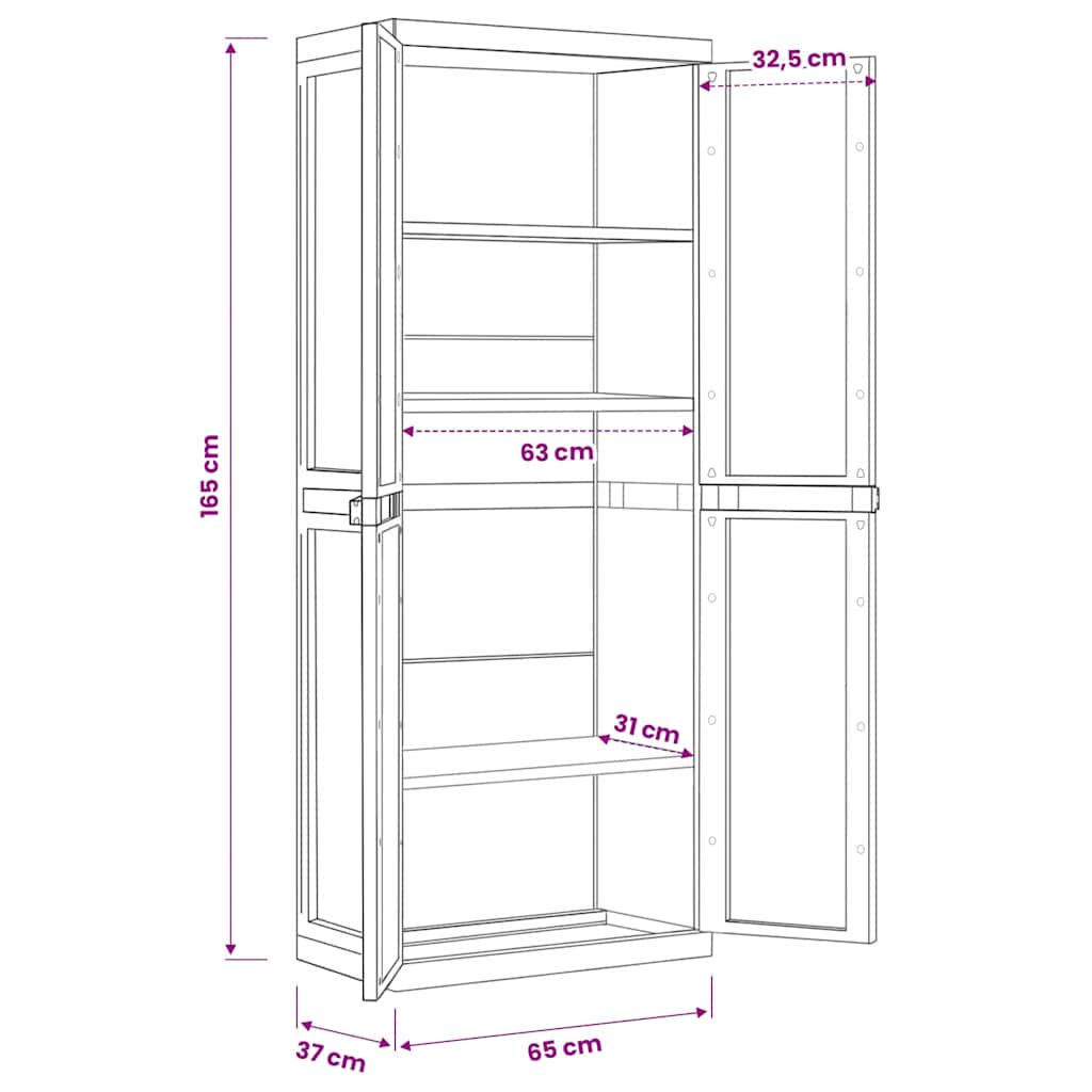 Gartenschrank Grau und Schwarz 65x37x85 cm PP