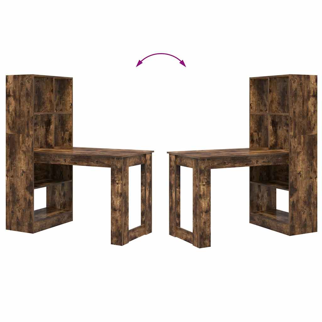 Schreibtisch mit Regal Schwarz Eichen-Optik 122 x 67 x 145 cm