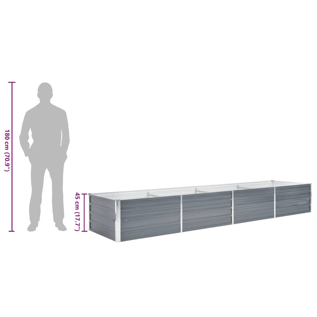 Hochbeet 160 x 80 x 77 cm Verzinkter Stahl Grau