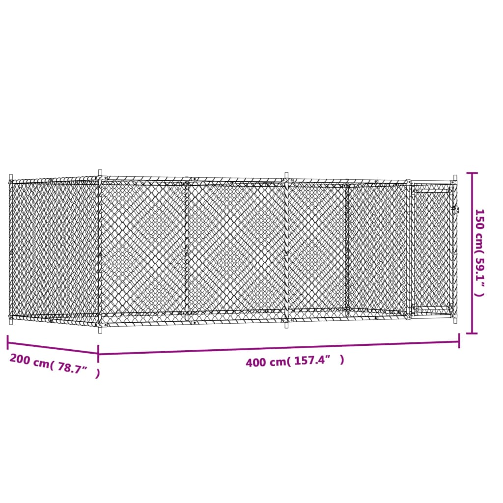 Hundezwinger mit Tür Grau 2x2x1,5 m Verzinkter Stahl