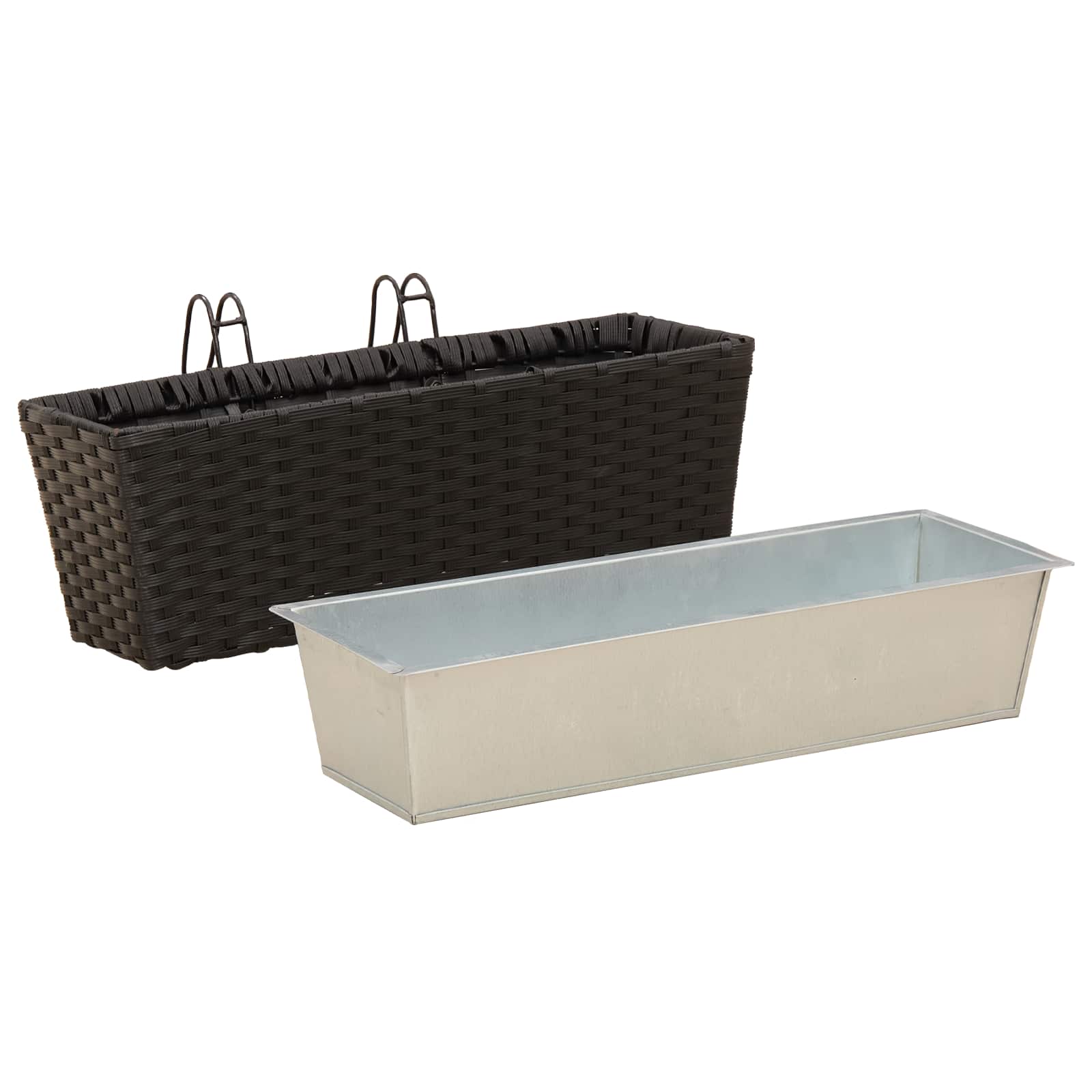 Balkon 2 pcs Schwarz 50 x 17 x 17 cm Metall