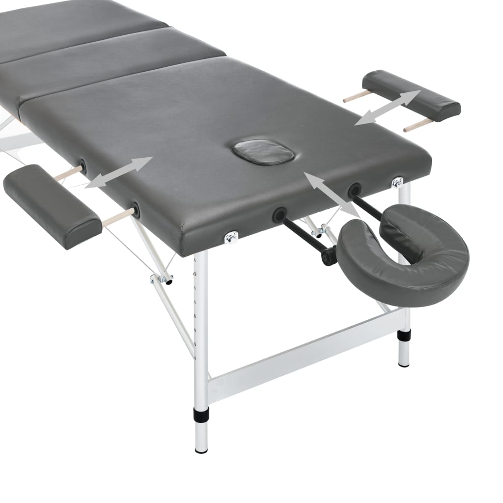 Massagetisch mit Aluminiumrahmen, faltbar 3 Zonen Creme-Weiß