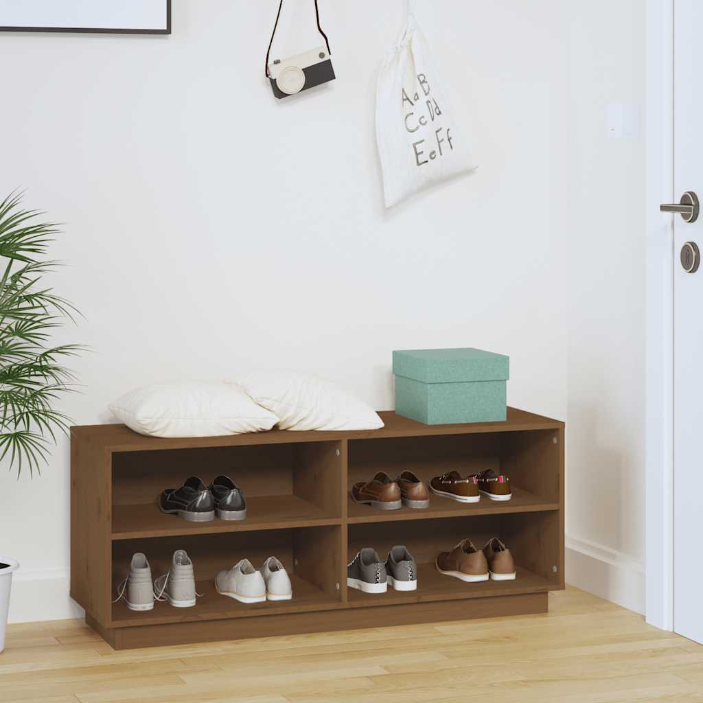 Schuhregal 110x34x45 cm Massivholz Kiefer