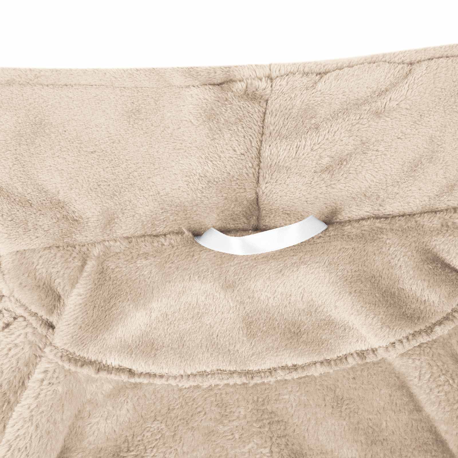 Bademantel ohne Kapuze Beige S Flanell