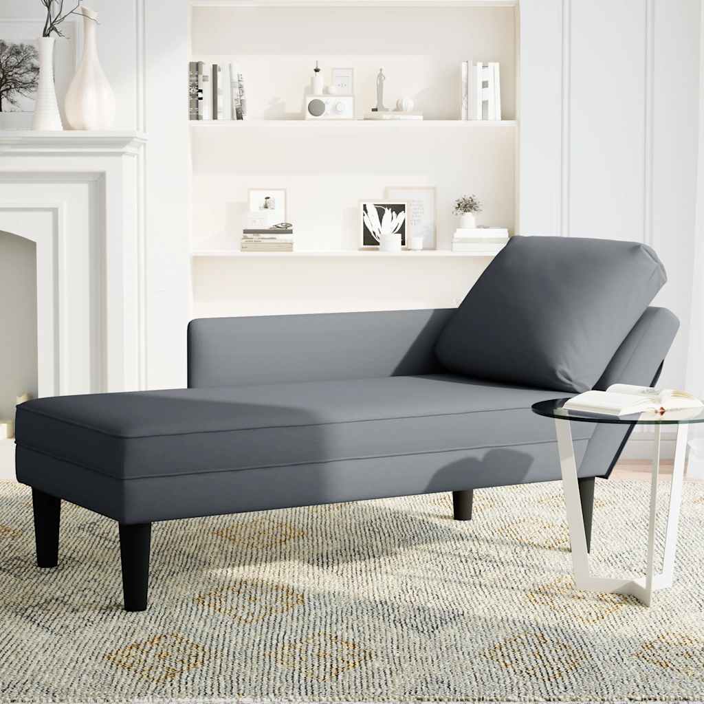 Chaiselongue mit Kissen und Rechter Armlehne Blau Samt