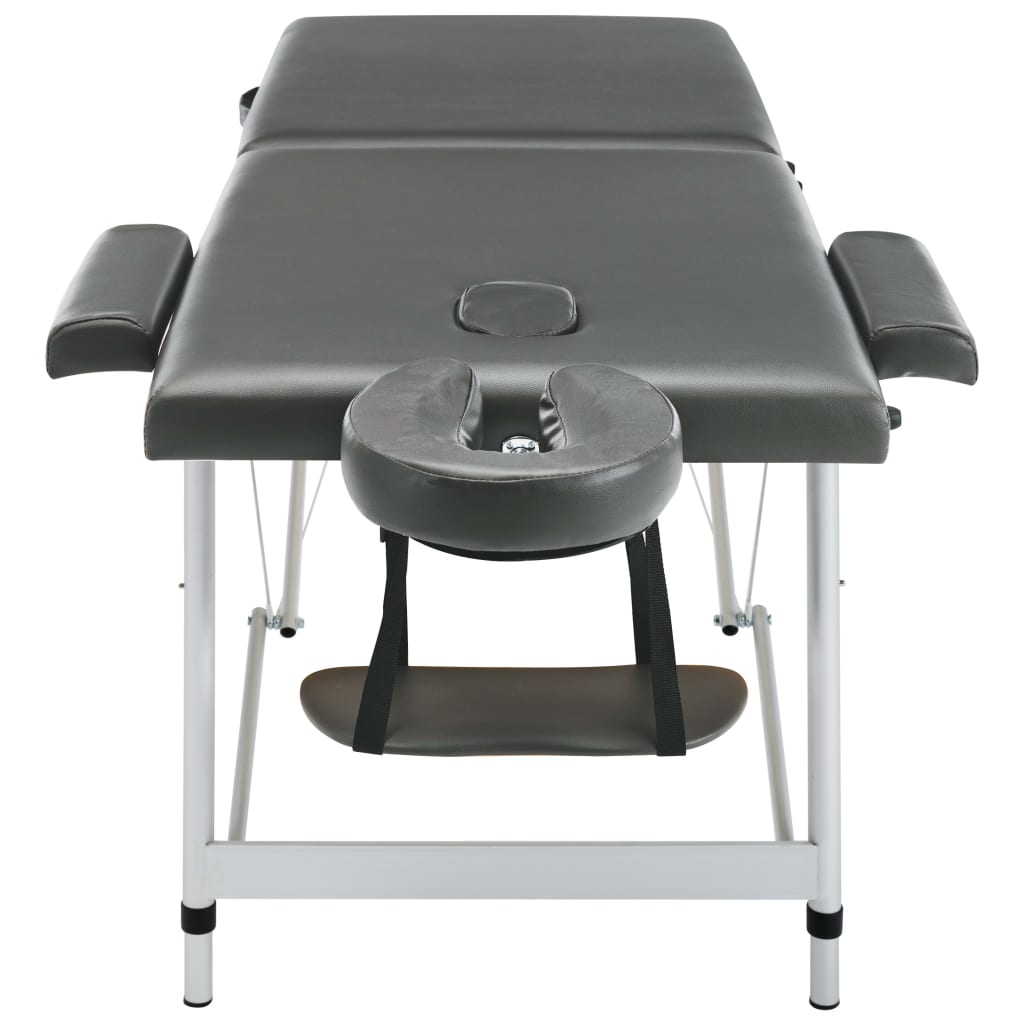 Massageliege Klappbar 2-Zonen mit Aluminiumgestell Schwarz