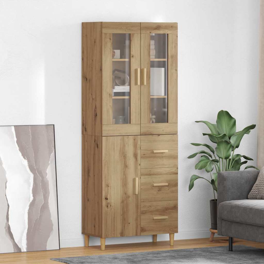 Highboard Altholz 69,5 x 34 x 180 cm Holzwerkstoff