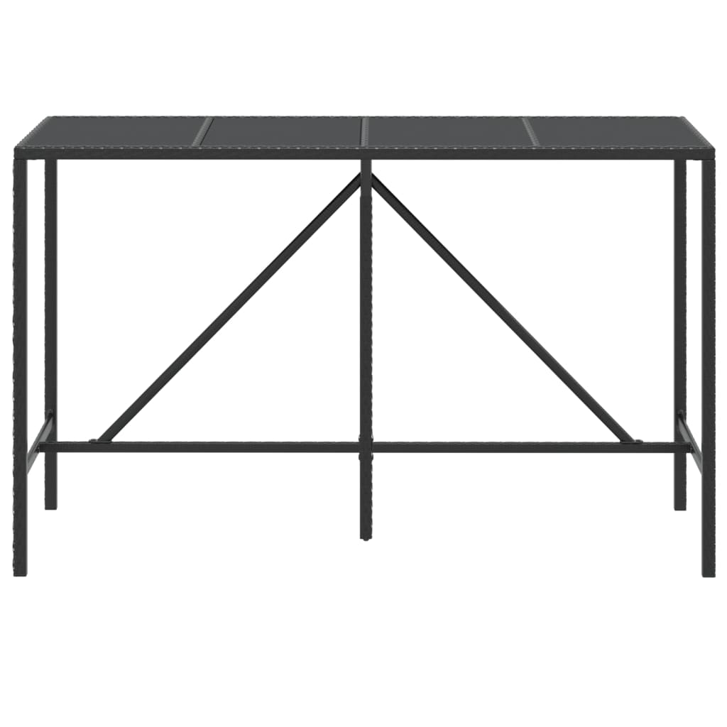 Bartisch mit Glasplatte Schwarz 110x70x110 cm Poly Rattan