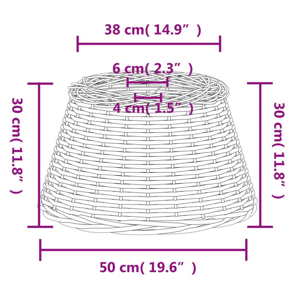 Lampenschirm Weiß Ø15x12 cm Korbweide