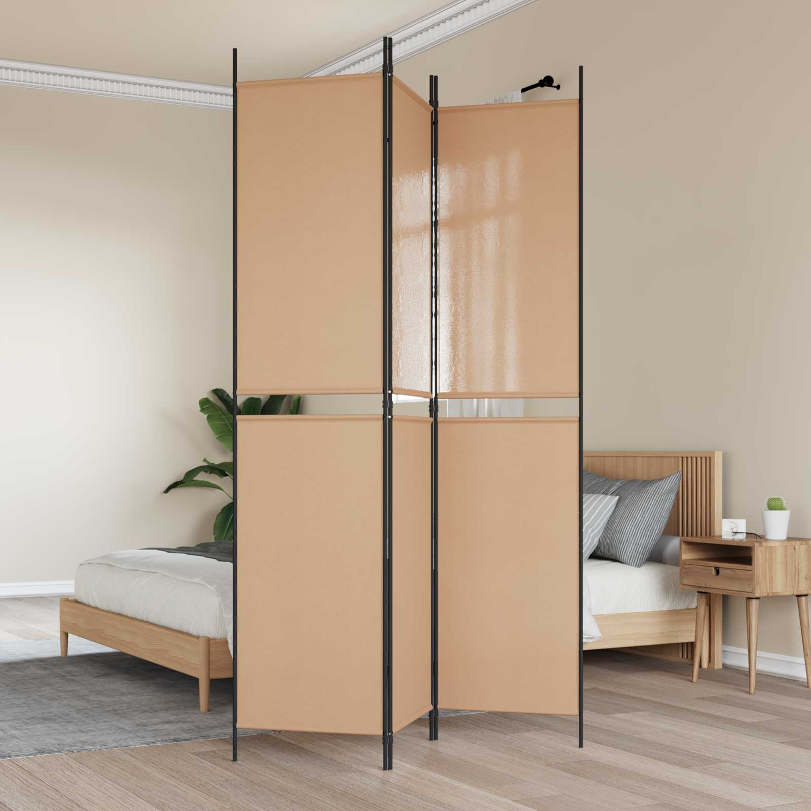 3-teiliger Raumteiler Beige 150 x 180 cm Stoff