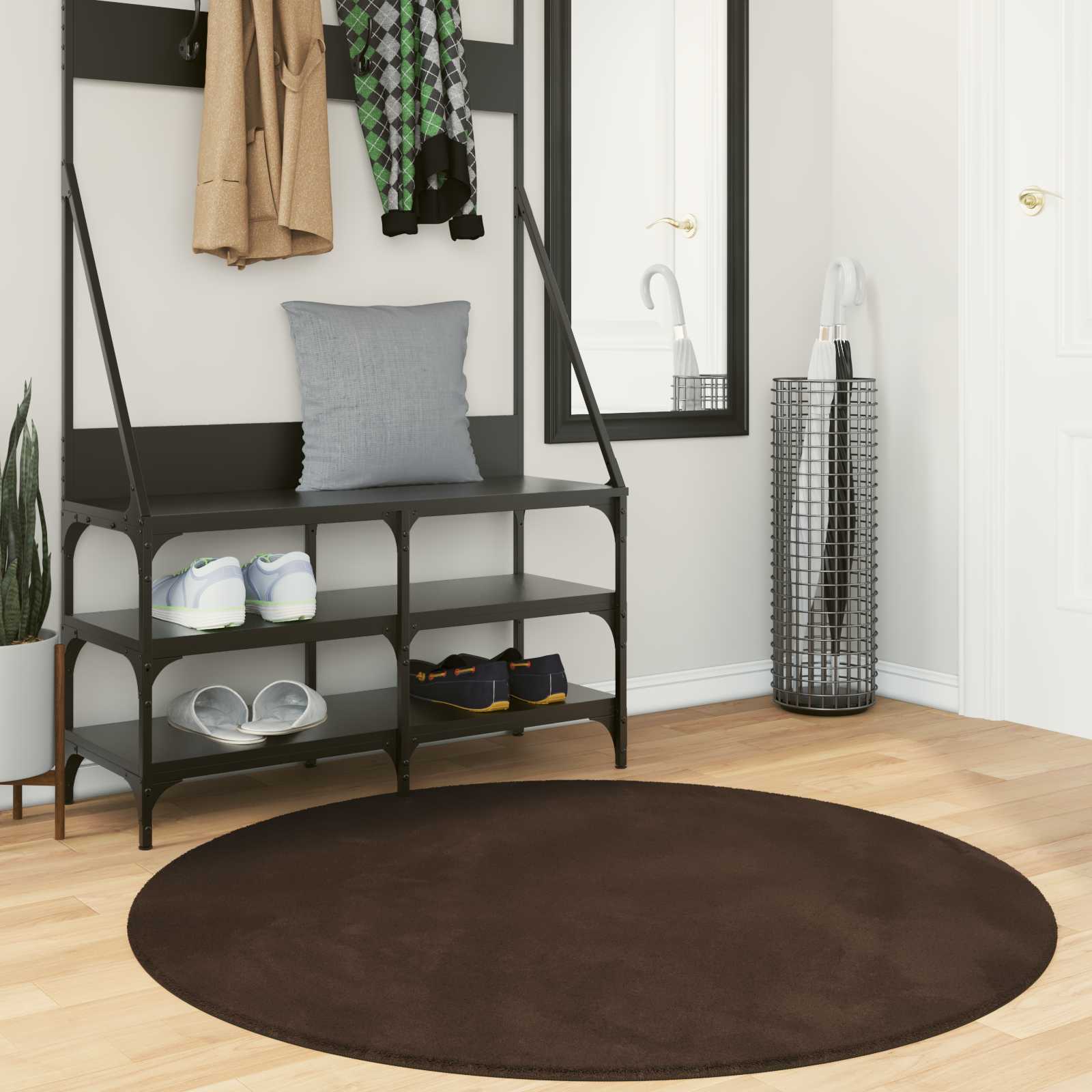 Teppich HUARTE Kurzflor Weich und Waschbar Anthrazit 60x110 cm