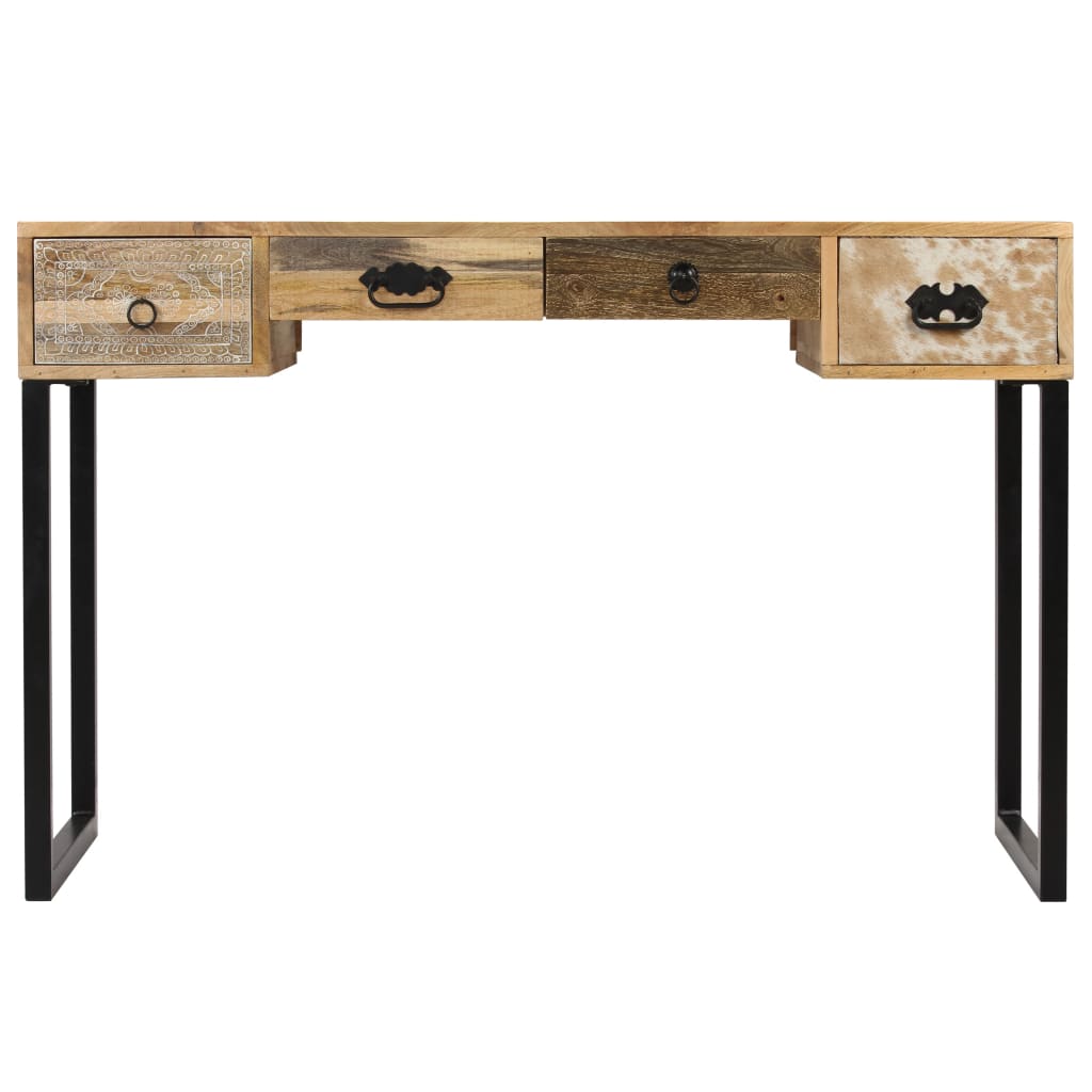 Schreibtisch Massivholz Akazie und Echtleder 117x50x76 cm