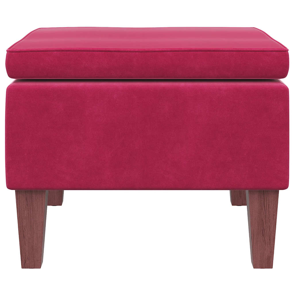 Hocker mit Holzbeinen Dunkelgrau Samt