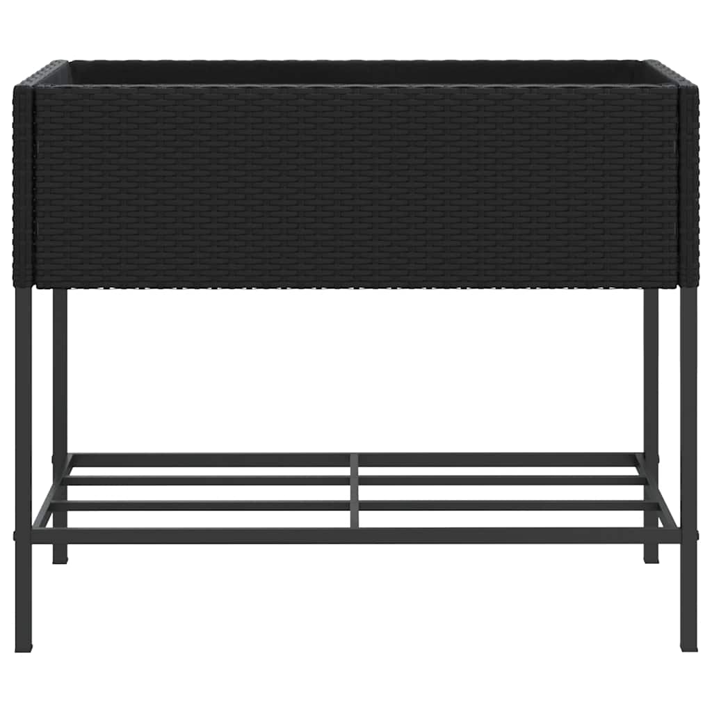 Hochbeete mit Ablage 2 Stk. Schwarz 70x28x70 cm Poly Rattan