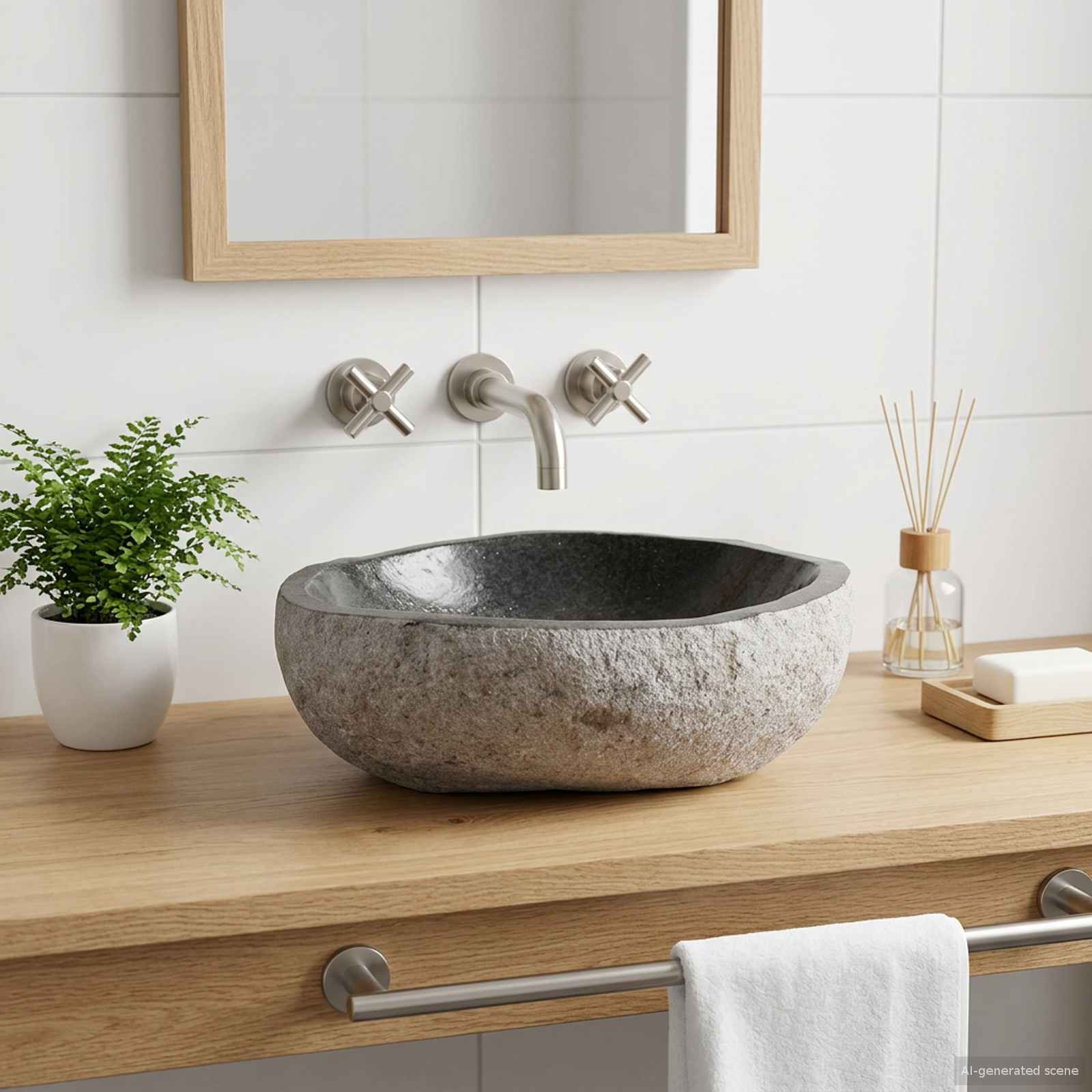 Waschbecken Flussstein Oval (37-46)x(29-36) cm