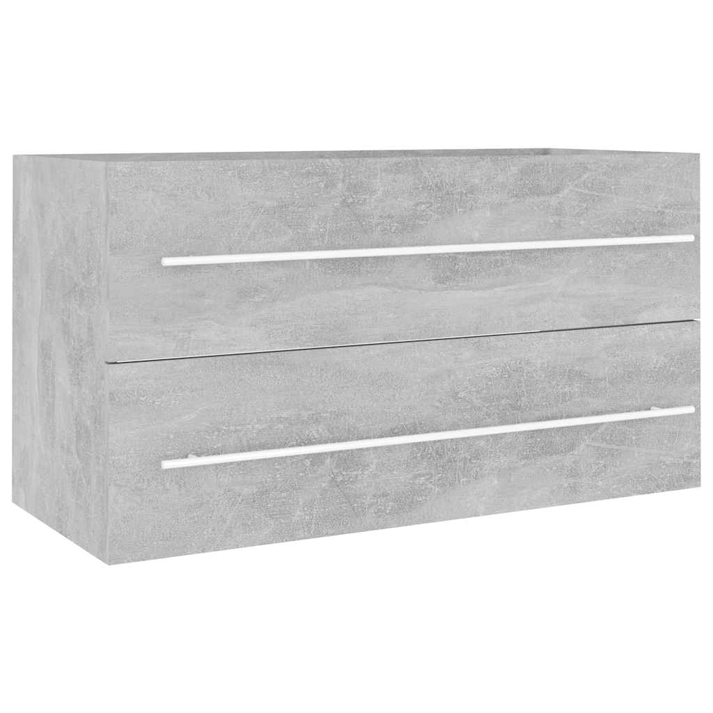 2-tlg. Badmöbel-Set Grau Holzwerkstoff
