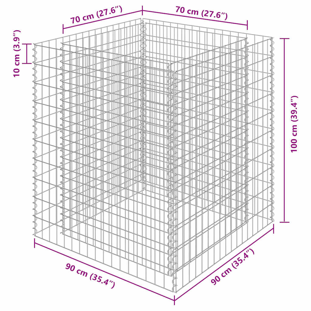 Gabionen-Hochbeet Verzinkter Stahl 450×90×100 cm