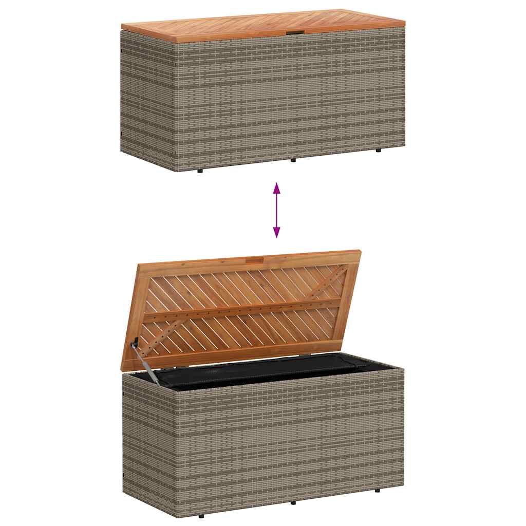 Gartentruhe Schwarz 110x50x54 cm Poly Rattan Akazienholz