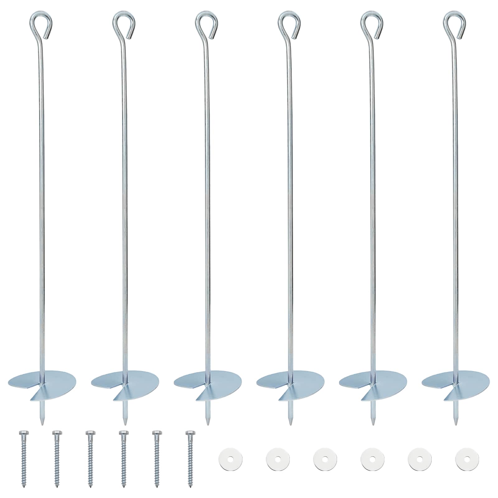 Erdanker 4 pcs Silber Ø10 x 60 cm Galvanisiertes Metall