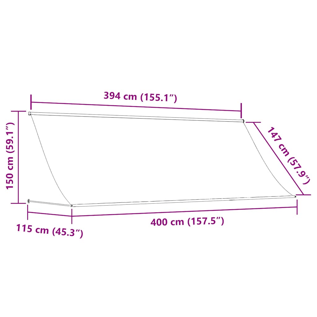 Markise Einziehbar Anthrazit 100x150 cm Stoff und Stahl