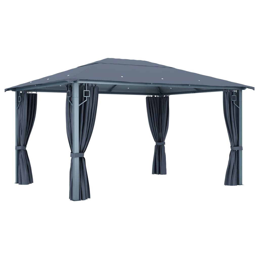Pavillon mit Vorhang 300x300 cm Taupe Aluminium