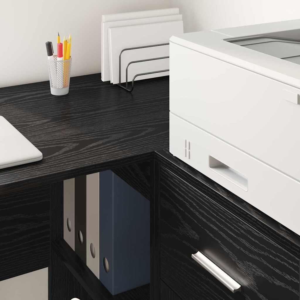 Eck-Schreibtisch Schwarz Eichen-Optik 102 x 88 x 75 cm