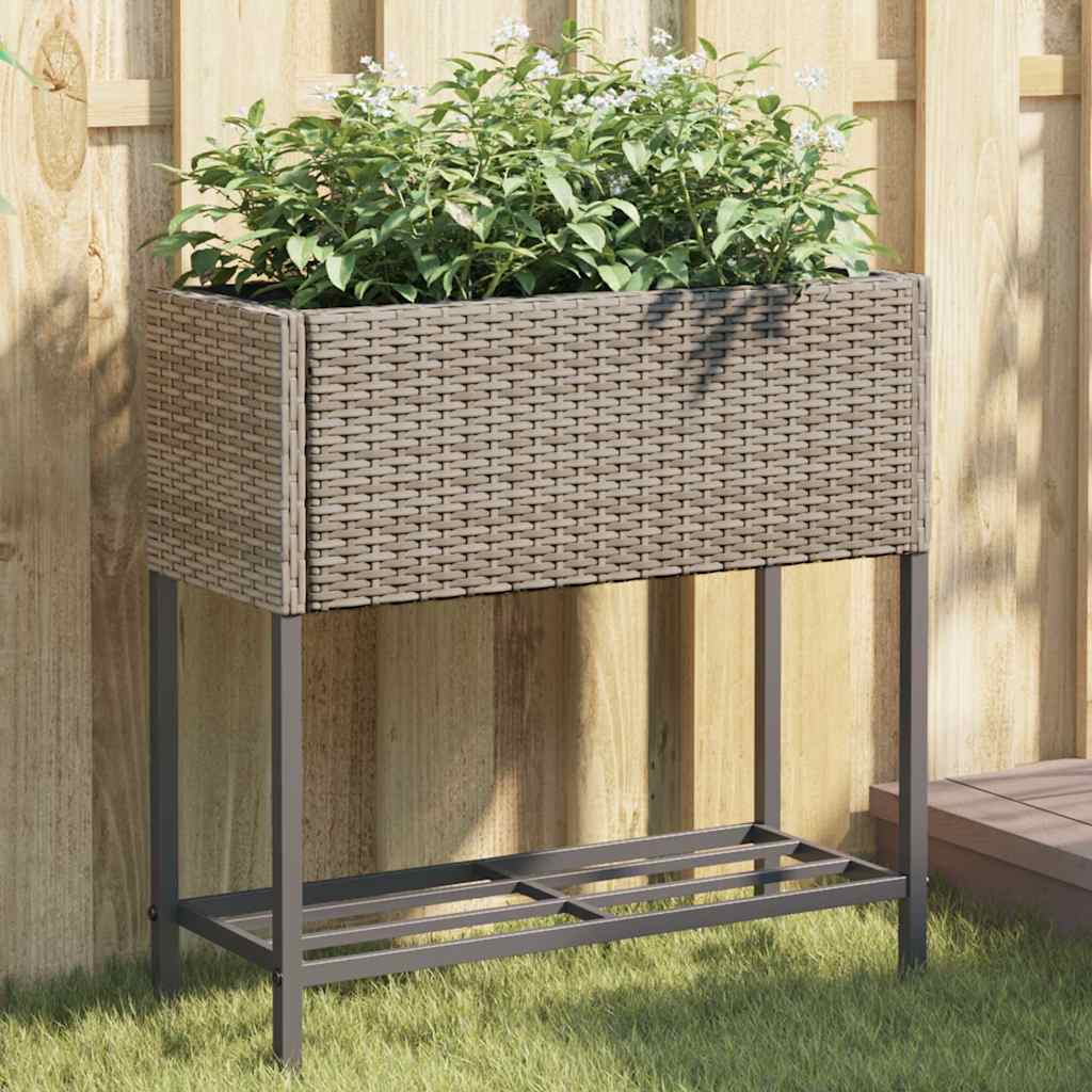 Hochbeete mit Ablage 2 Stk. Schwarz 70x28x70 cm Poly Rattan
