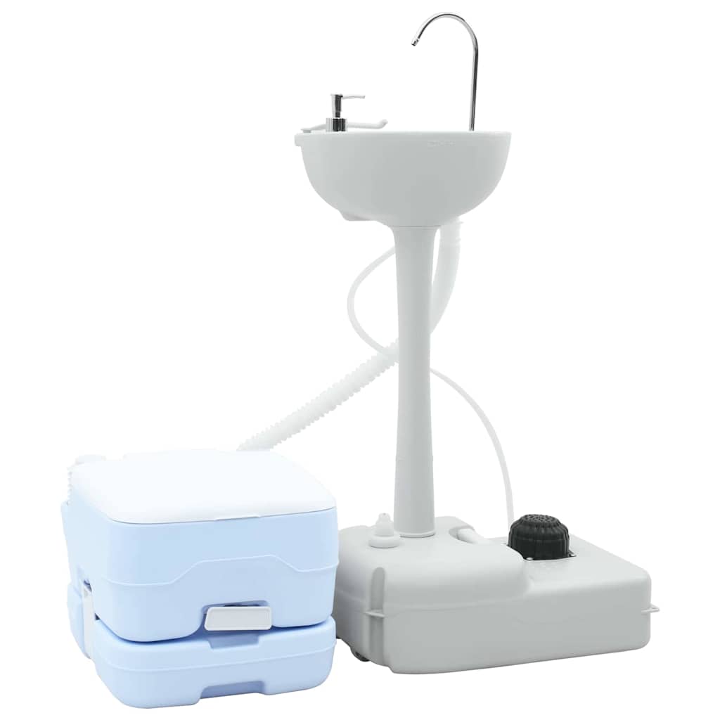 Camping Toiletten-Set 2 pcs Grau und Weiß