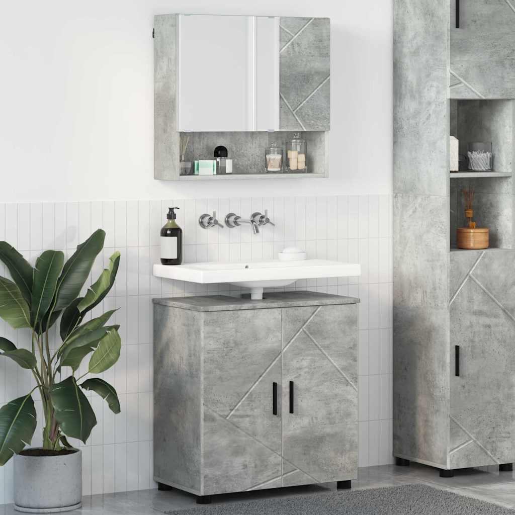 Badezimmermöbel-Set mit Tür 2 pcs Weiß Holzwerkstoff & Metall