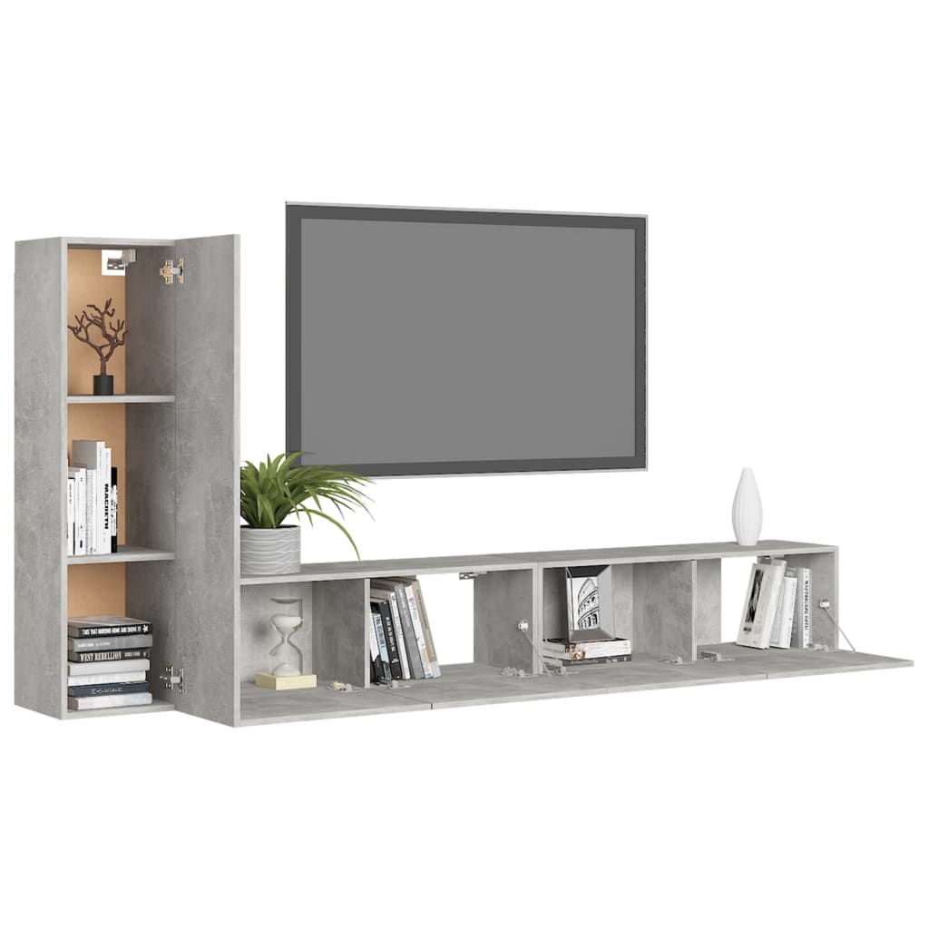 3-tlg. TV-Schrank-Set Weiß Holzwerkstoff