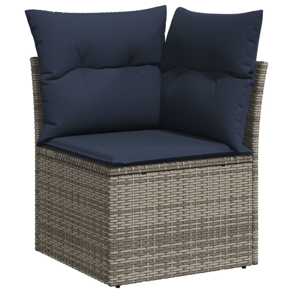 4-teiliges Gartensofa-Set mit Kissen, schwarzes Polyrattan