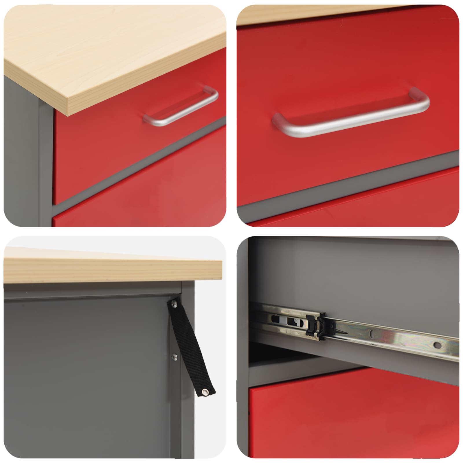 Werkbank mit Schubladen Schwarz und Grau 50 x 55 x 85 cm